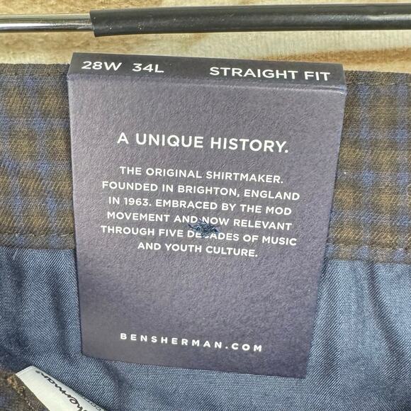 The Original Ben Sherman Dark Chocolate Check Print Straight Fit Size 28x34 - Picture 8 of 9